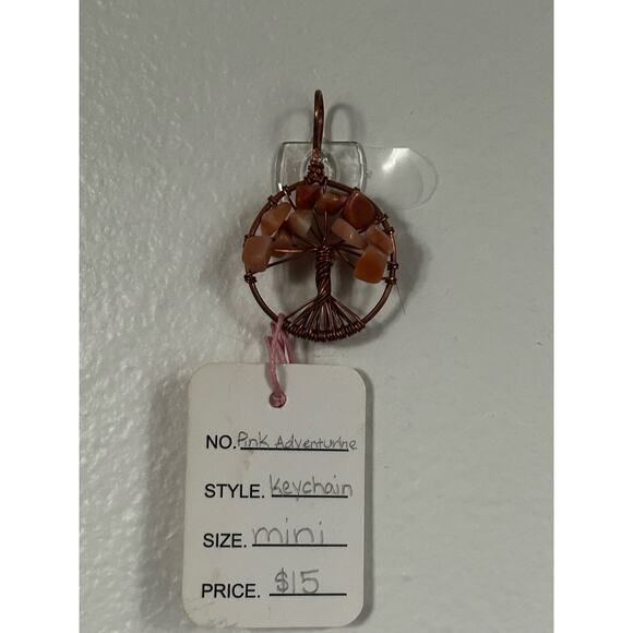 Handmade Copper and Serpentine Crystal Tree of life 3.5x2” Wall Decor - Picture 2 of 5